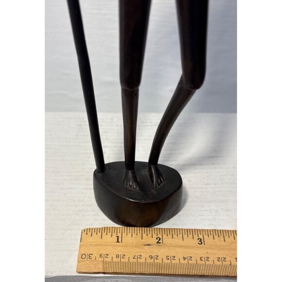 African Man Wood Sculpture with Cane 11" Tall Hand Carved In Tanganyika - Picture 9 of 10